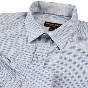 Johnston Murphy Mens Dress Shirt Geometric Pattern Long Sleeve Button Up Size L